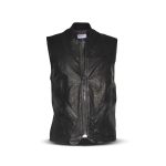 Gilet Uomo In Vera Pelle Nabuk Nero MDM - Senza Maniche Taglia XL Regolabile