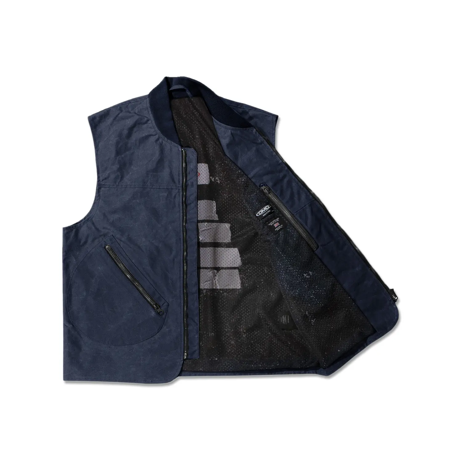 dmd.eu - VEST BLUE DMD – Gilet sand cotton waxed – open