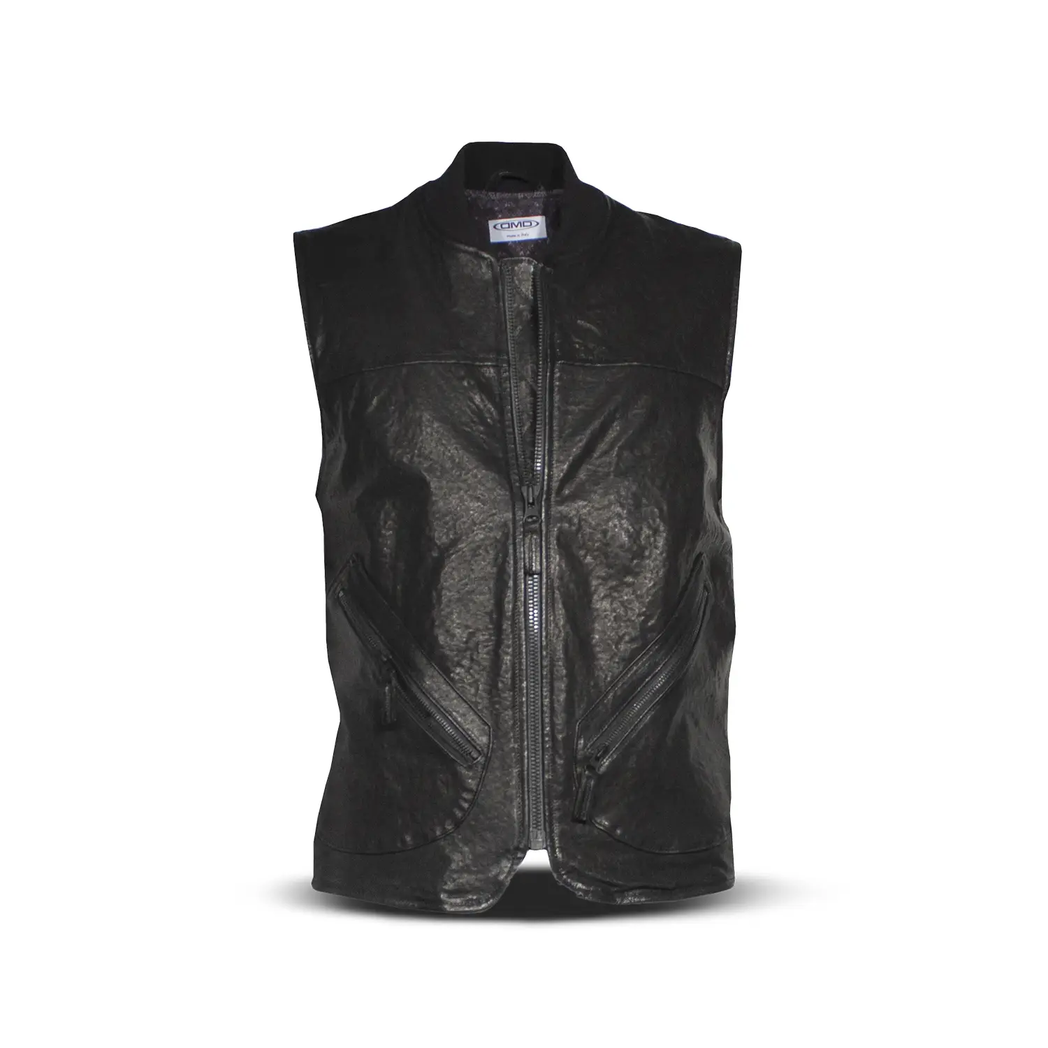 dmd.eu - GILET BLACK LEATHER DMD – Gilet Black Leather (non omologato) – front